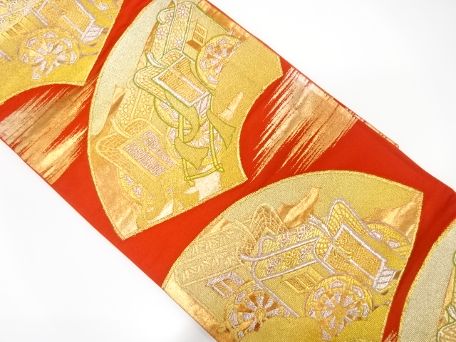 JAPANESE KIMONO / ANTIQUE FUKURO OBI / SILK / WOVEN CARRIAGE